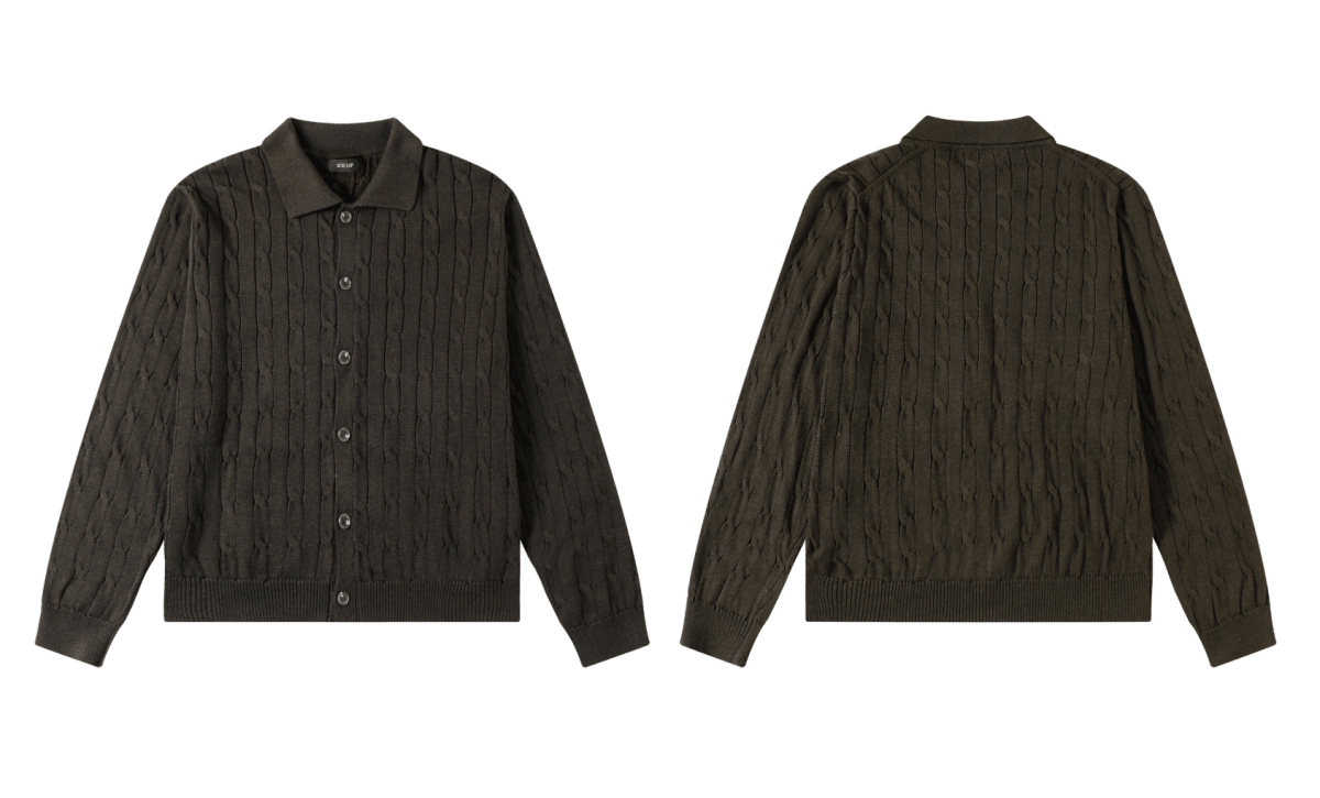 ケーブル編み コットンPOLOカーデ　N6701 - ファッション通販NNine（ナイン）