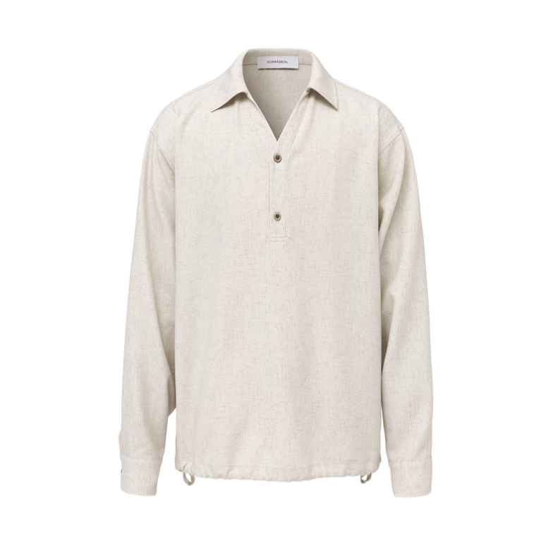 ドローストリング リネンブレンド プルオーバー ポロシャツ/ polo shirt N5596 - ファッション通販NNine（ナイン）