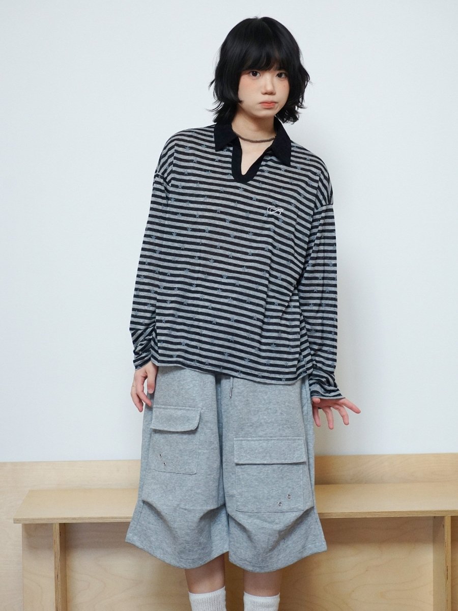 コントラストストライプ POLOロンT N6777 - ファッション通販NNine（ナイン）