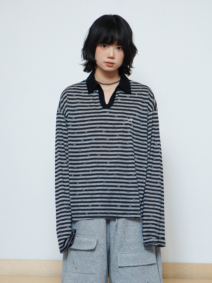 コントラストストライプ POLOロンT N6777 - ファッション通販NNine（ナイン）