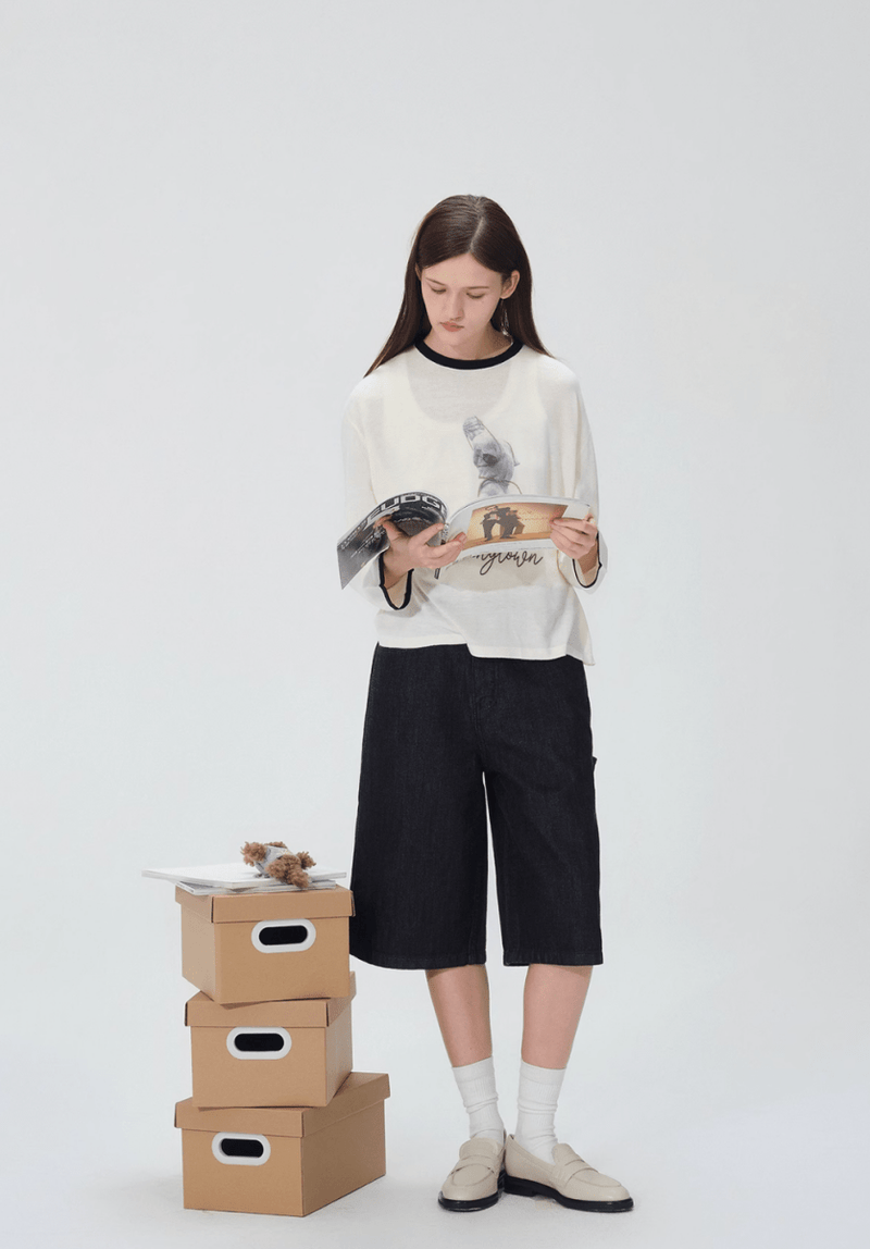 printed sheer sweater N5156 - ファッション通販 NNine(ナイン)