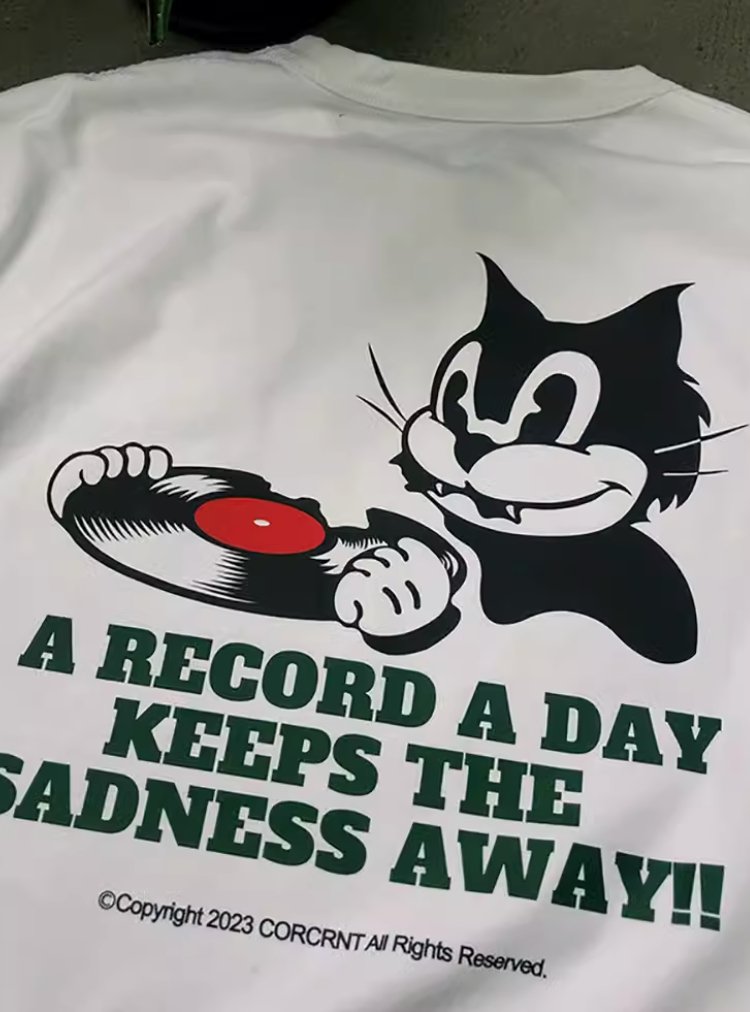 RECORD CAT BACK PRINT T - SHIRT N4000 - NNine