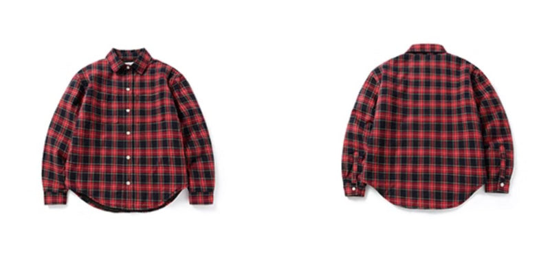 red check shirt / オーバーサイズレギュラーカラー長袖ネルシャツ N4553 - NNine