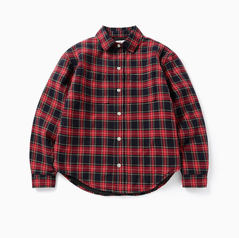 red check shirt / オーバーサイズレギュラーカラー長袖ネルシャツ N4553 - NNine