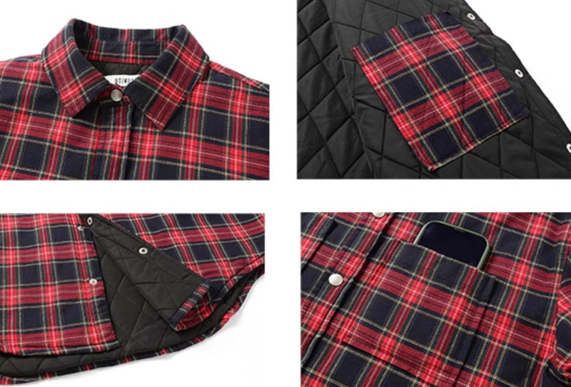 red check shirt / オーバーサイズレギュラーカラー長袖ネルシャツ N4553 - NNine