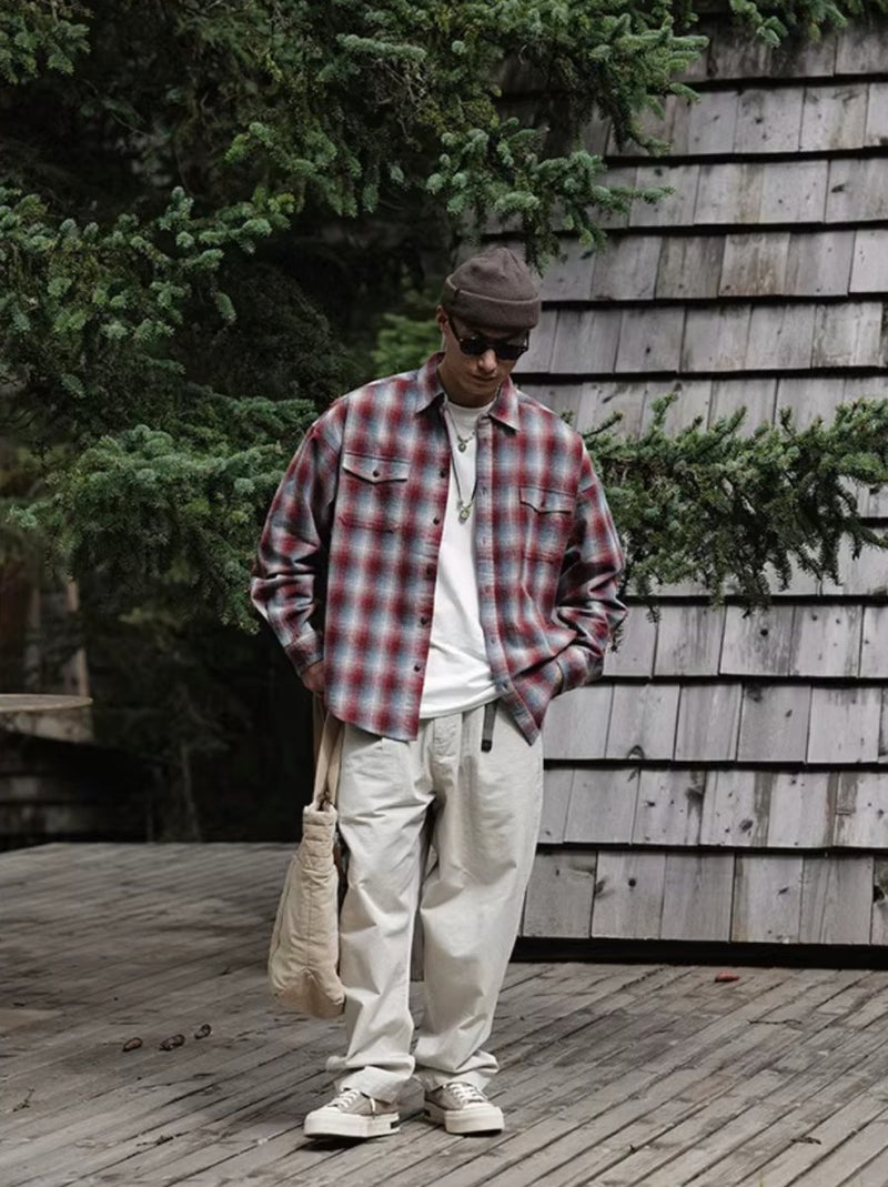 Red vintage plaid shirt / チェック柄ネルシャツ N4083 - NNine