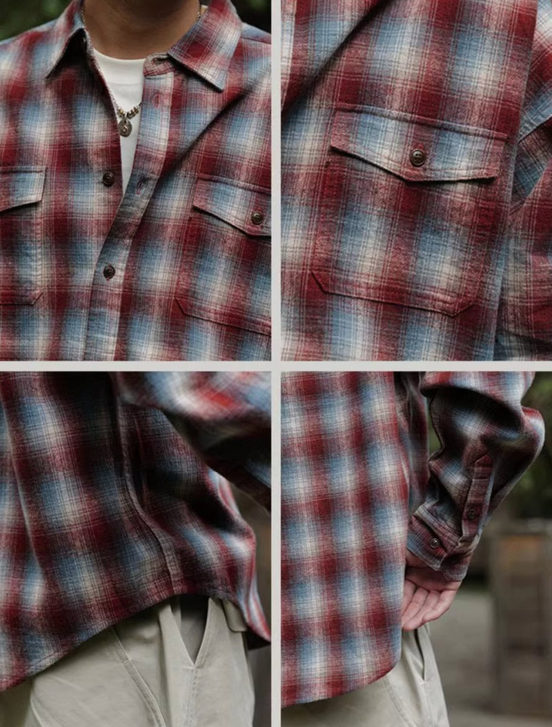 Red vintage plaid shirt / チェック柄ネルシャツ N4083 - NNine