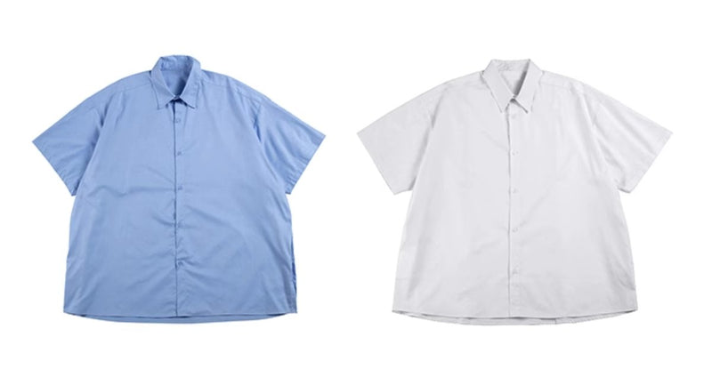 retro blue oversized shirt N3697 - NNine