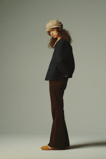 コーデュロイ襟付きクラシックチェックトラッカージャケット