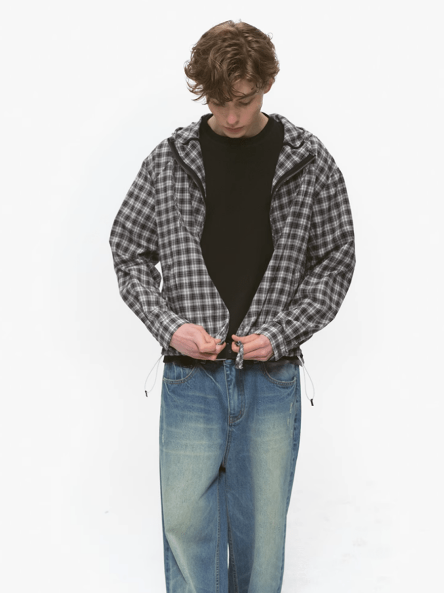 Retro check lightweight zip hoodie N5236 - ファッション通販 NNine(ナイン)