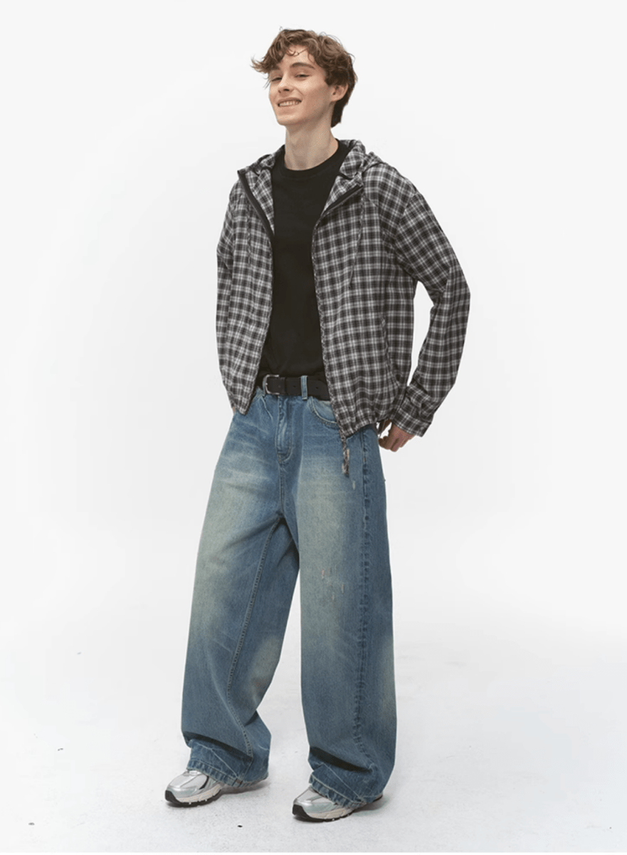 Retro check lightweight zip hoodie N5236 - ファッション通販 NNine(ナイン)