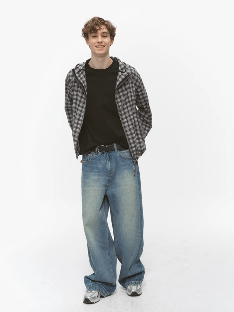 Retro check lightweight zip hoodie N5236 - ファッション通販 NNine(ナイン)
