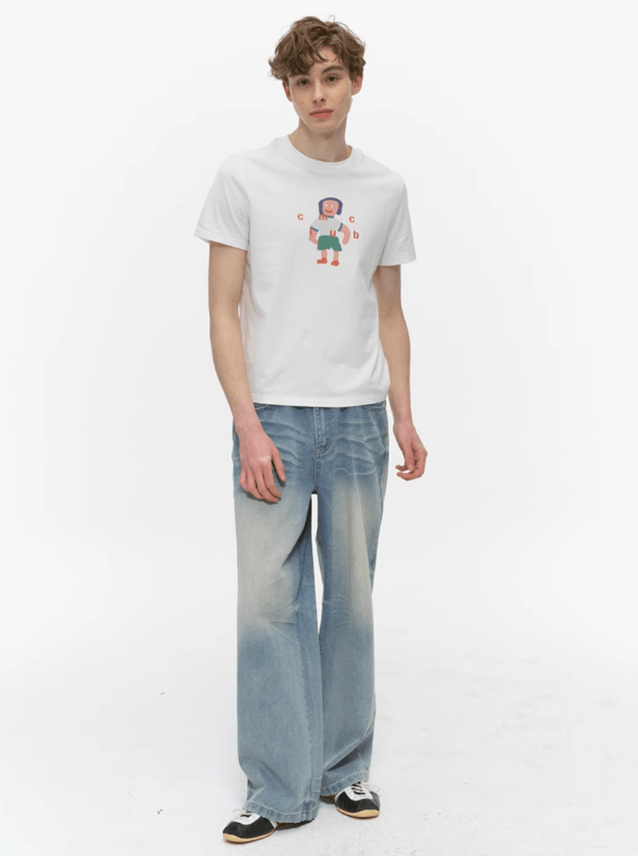 レトロデニムパンツ ヴィンテージ加工 メンズ レディース ワイドストレート / Retro Denim Pants N5450 - メンズファッション通販 NNine(ナイン)