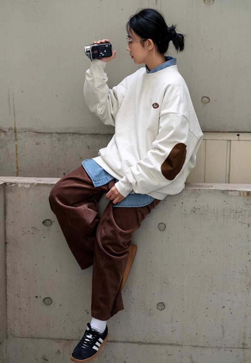 retro elbow patch sweatshirt / エルボーパット付きスウェット N4424 - NNine