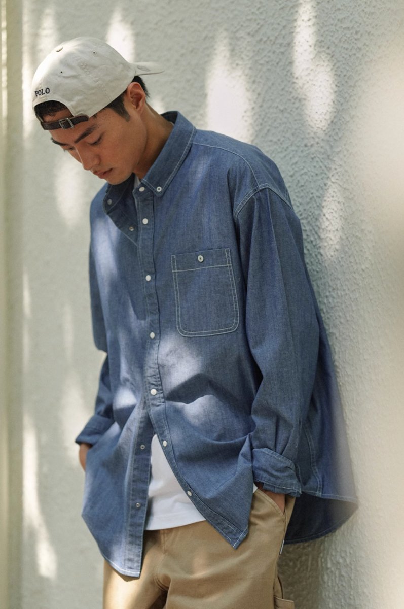 retro oxford denim blue shirt/ ボタンダウンデニムシャツ N4486 - NNine