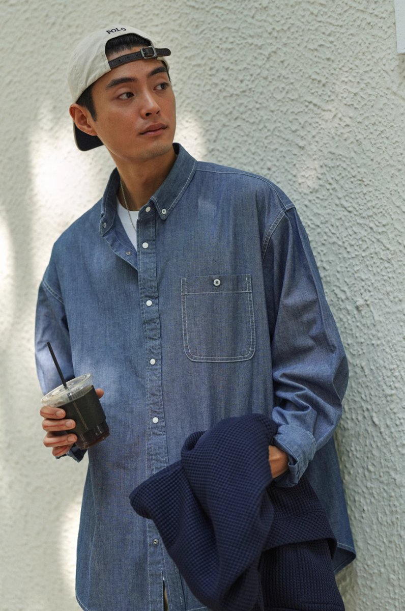 retro oxford denim blue shirt/ ボタンダウンデニムシャツ N4486 - NNine