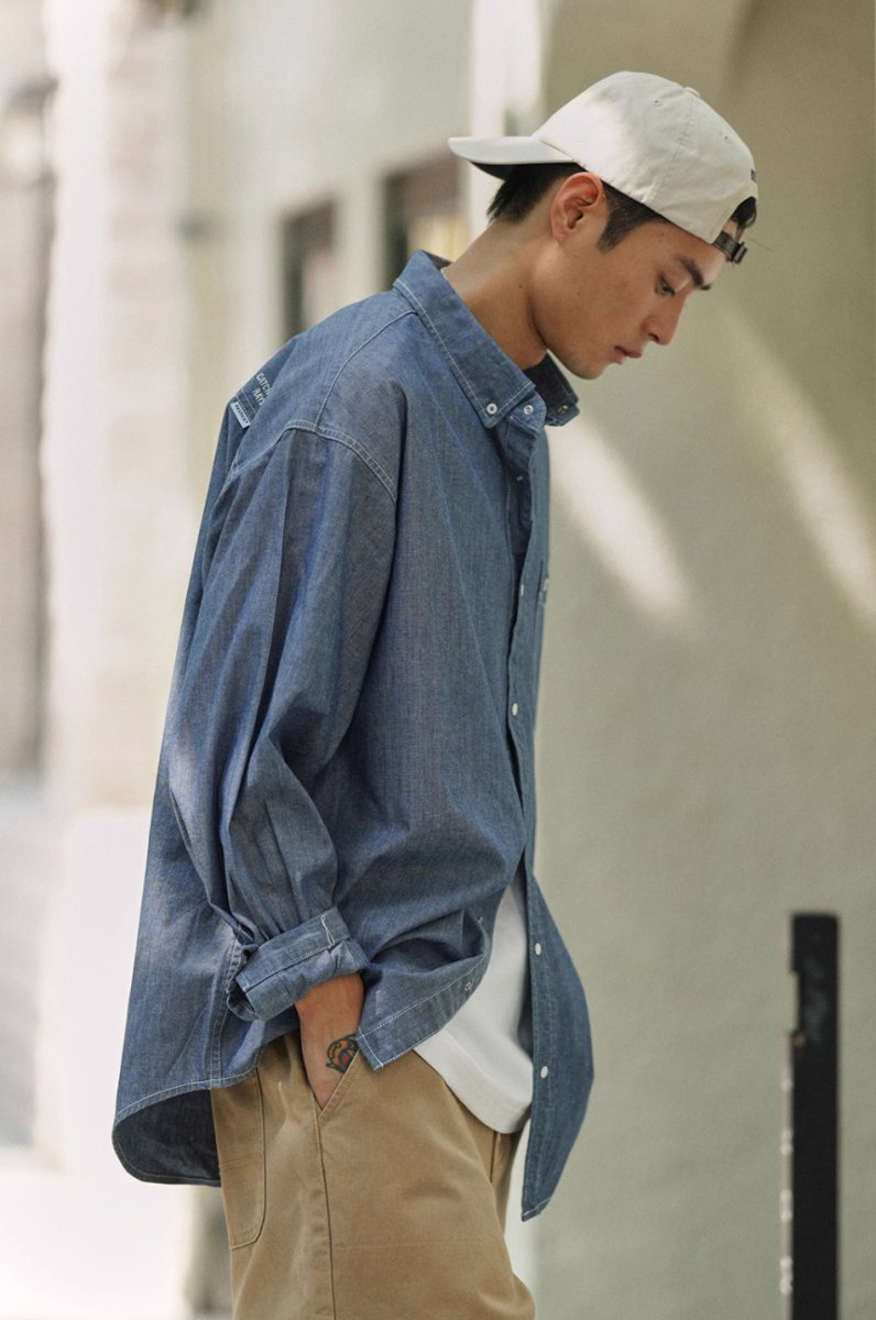 retro oxford denim blue shirt/ ボタンダウンデニムシャツ N4486 - NNine