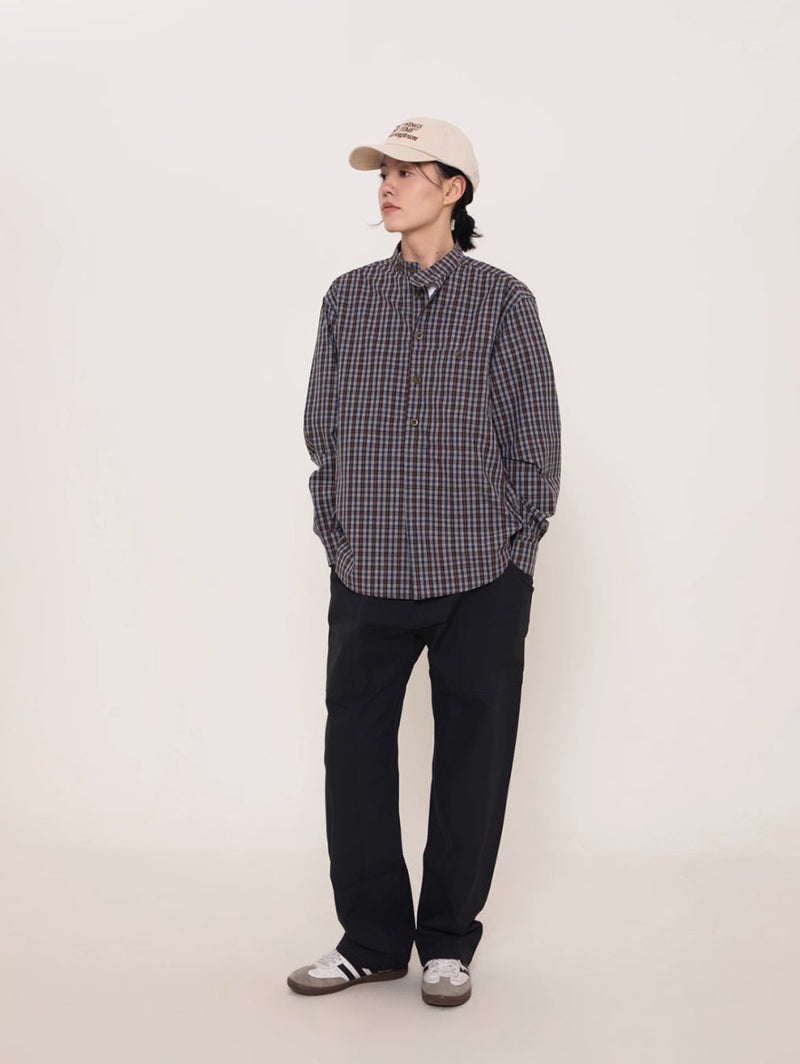 retro plaid stand collar shirt N4313 - NNine