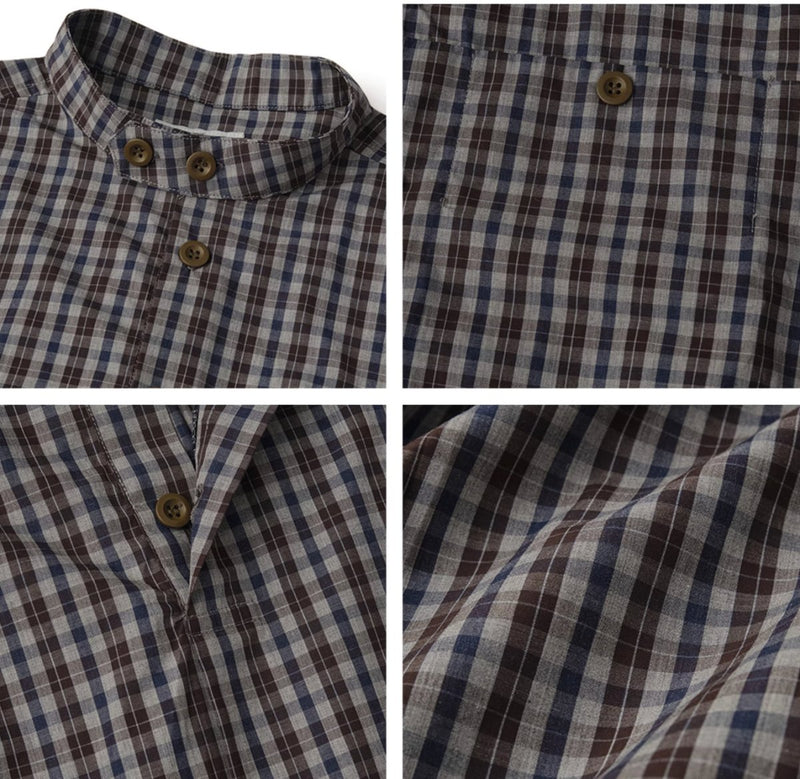 retro plaid stand collar shirt N4313 - NNine