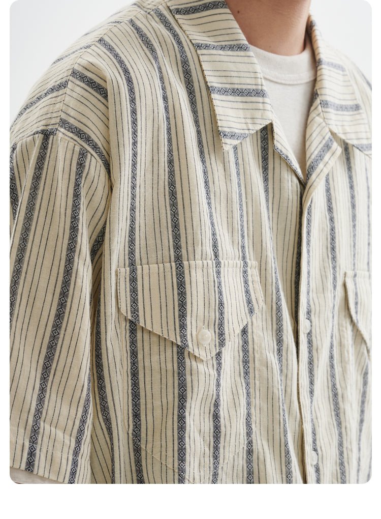 retro striped cuban shirt N3867 - NNine