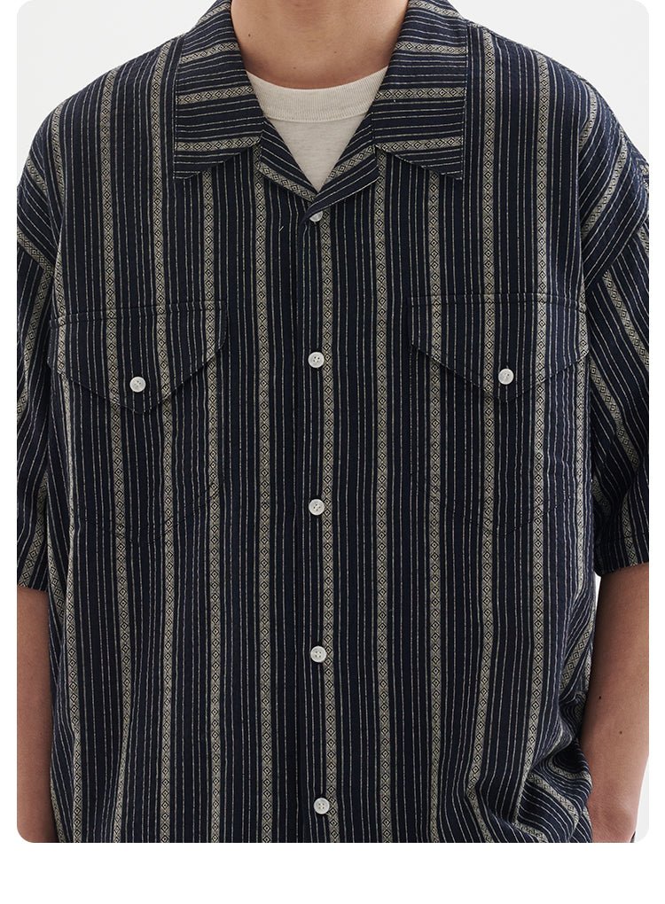retro striped cuban shirt N3867 - NNine