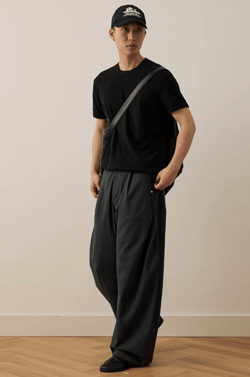 値下げ中‼️Number Nine ストライプ柄カジュアルパンツ レトロストライプパンツ 混紡素材 / Retro Striped Pants N5480