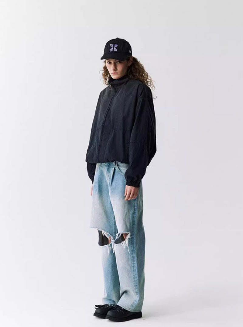 Retro wash crushed denim pants / ダメージバギーデニム N4043 - NNine