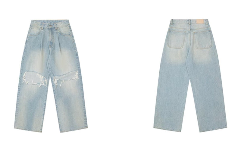 Retro wash crushed denim pants / ダメージバギーデニム N4043 - NNine