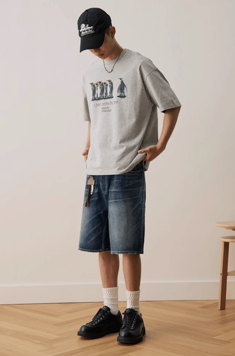 レトロウォッシュハーフデニムパンツ / Retro Wash Half Denim N5496 - ファッション通販NNine（ナイン）
