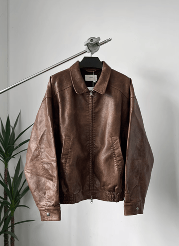 ジャケット・アウター NNine RETRO WASH LEATHER JACKET N4554 retro wash leather jacket N4554