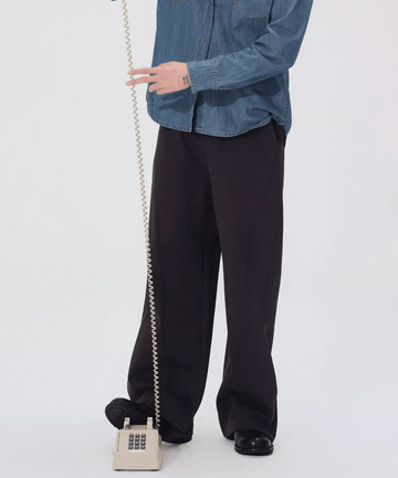 耐久性抜群 ノンアイロン ワイドスラックス