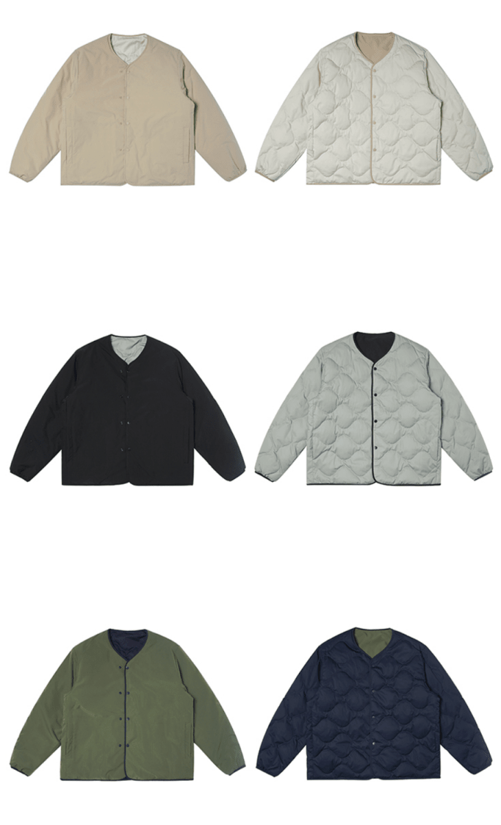 Reversible collarless quilted down jacket N4800 - ファッション通販NNine（ナイン）