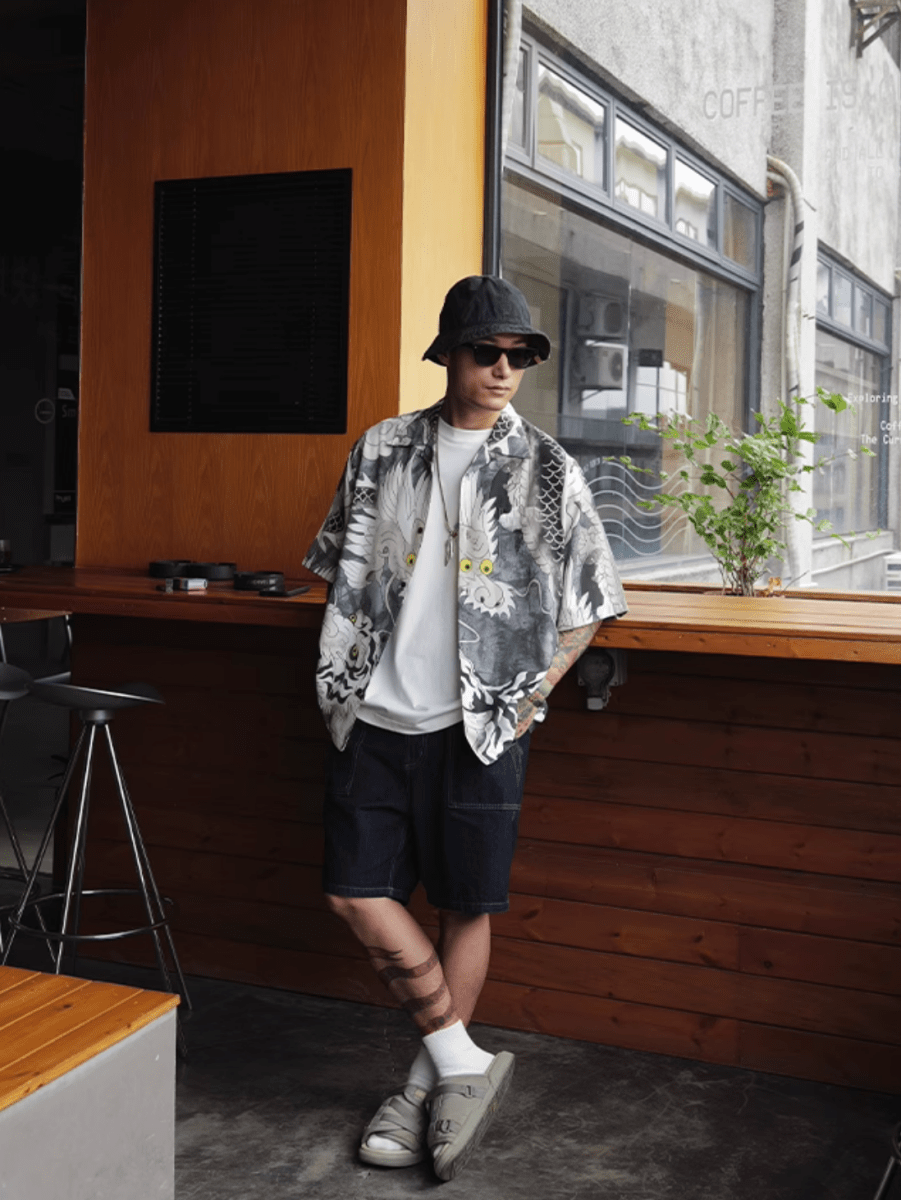 Ryutora Aloha Shirt Modal Blend / 龍虎 アロハシャツ 半袖 モーダル混 和柄 N5380 - ファッション通販 NNine(ナイン)