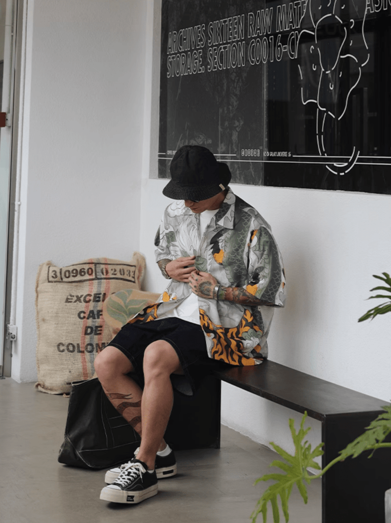 Ryutora Aloha Shirt Modal Blend / 龍虎 アロハシャツ 半袖 モーダル混 和柄 N5380 - ファッション通販 NNine(ナイン)