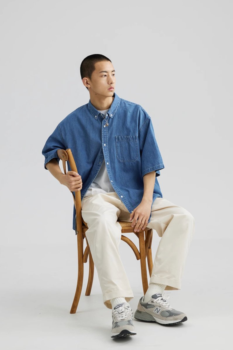 【機能性素材】short sleeve denim shirt N3656 - NNine