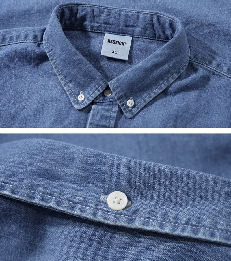 【機能性素材】short sleeve denim shirt N3656 - NNine