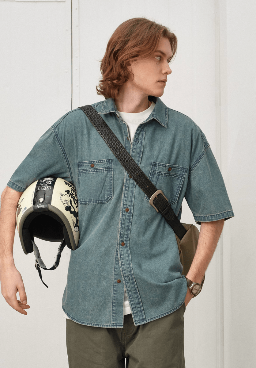 short sleeve denim shirt N5179 - ファッション通販 NNine(ナイン)