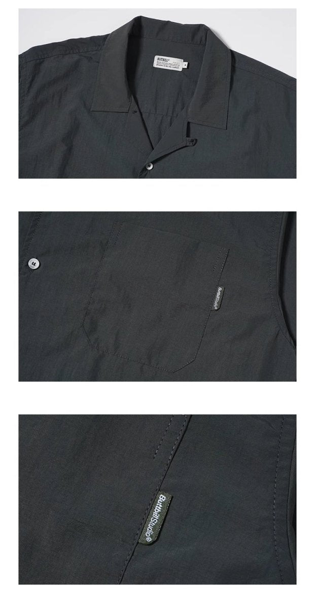 【撥水機能】short sleeve open collar shirt / ナイロンシャツ N3786 - NNine