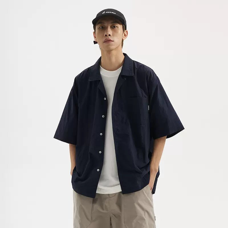 【撥水機能】short sleeve open collar shirt / ナイロンシャツ N3786 - NNine