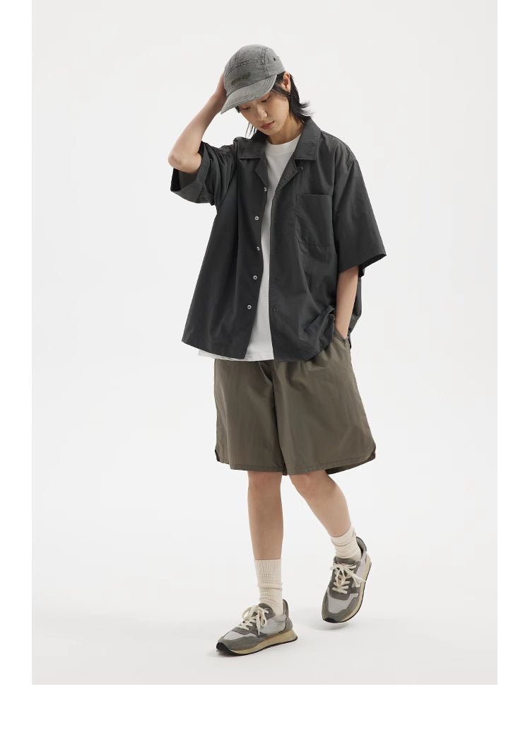 【撥水機能】short sleeve open collar shirt / ナイロンシャツ N3786 - NNine