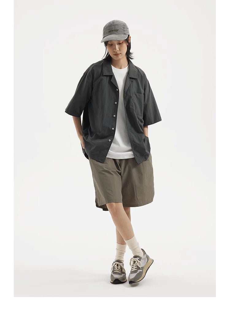 【撥水機能】short sleeve open collar shirt / ナイロンシャツ N3786 - NNine