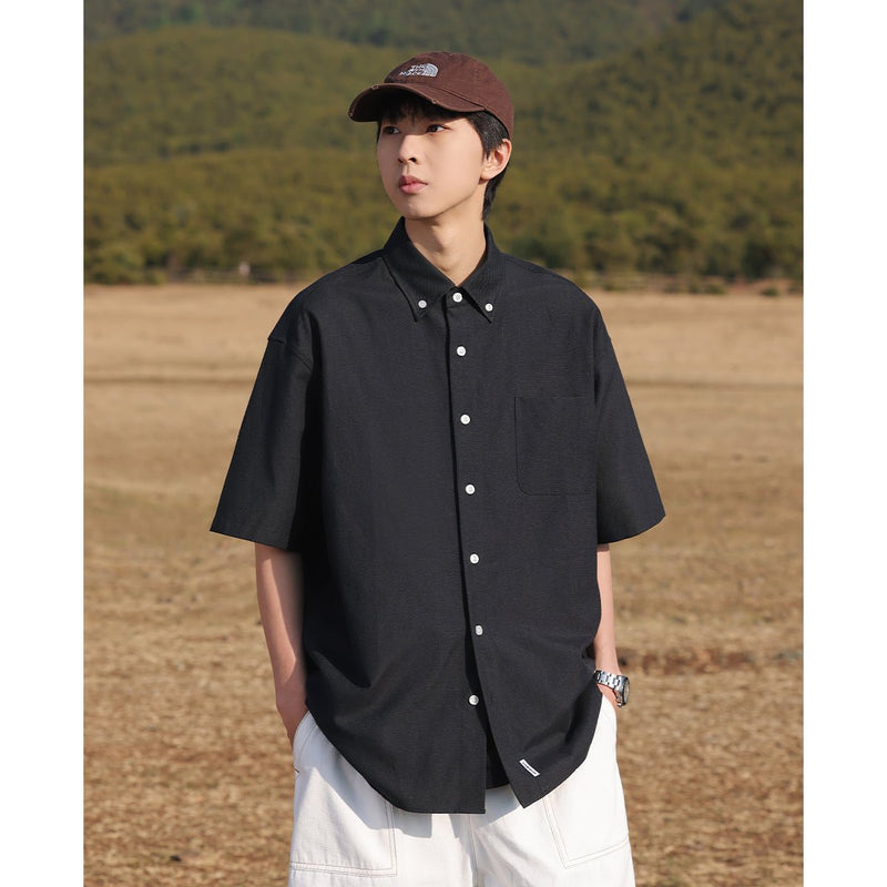 short sleeve plain shirt / ベーシックポケットシャツ N3743 - NNine