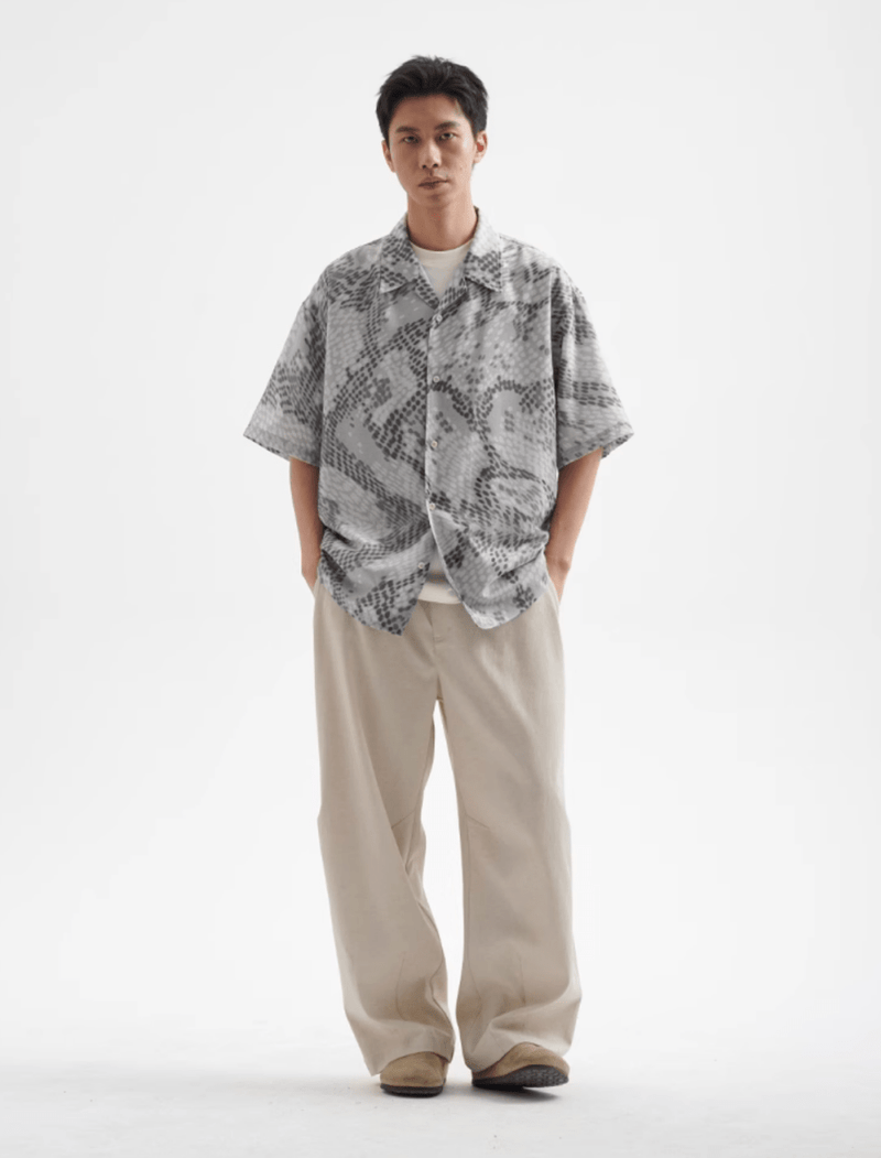 Snake Print Open Collar Shirt / スネーク柄 開襟シャツ 半袖 アニマル N5358 - ファッション通販 NNine(ナイン)