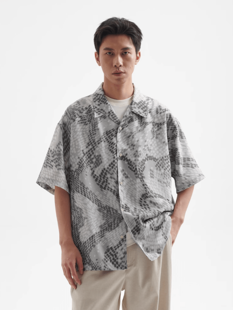 Snake Print Open Collar Shirt / スネーク柄 開襟シャツ 半袖 アニマル N5358 - ファッション通販 NNine(ナイン)