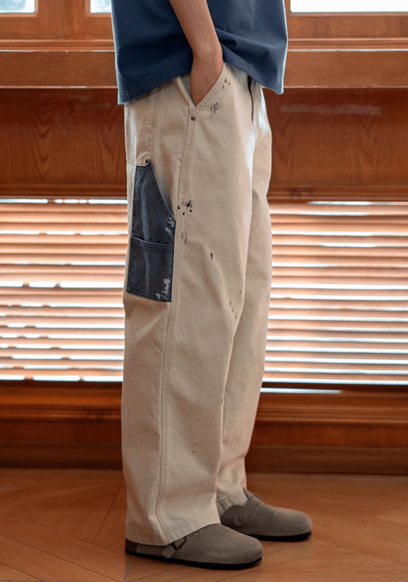splash ink straight pants N5013 - ファッション通販 NNine(ナイン)