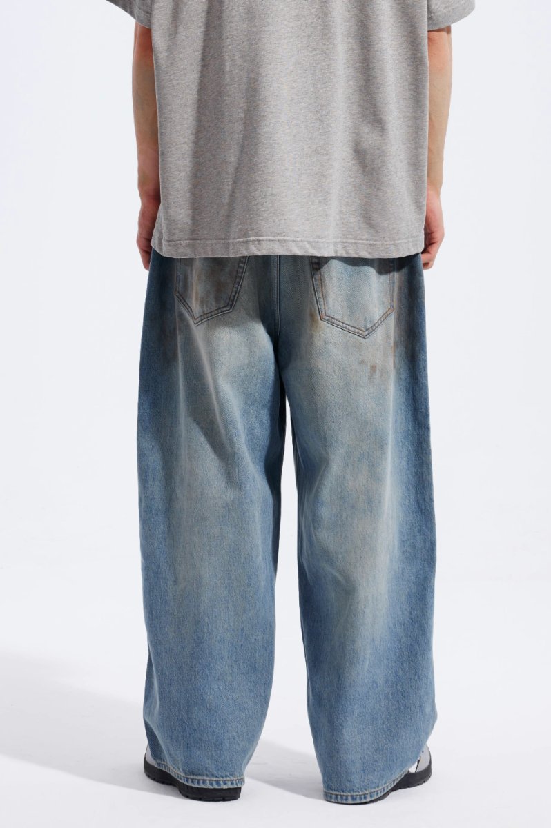 stain dirty denim pants / ステイン＆ダーティ加工ワイドデニムパンツ N4169 - NNine