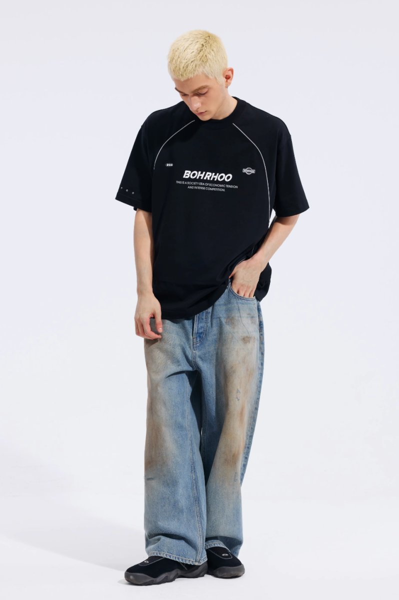 stain dirty denim pants / ステイン＆ダーティ加工ワイドデニムパンツ N4169 - NNine