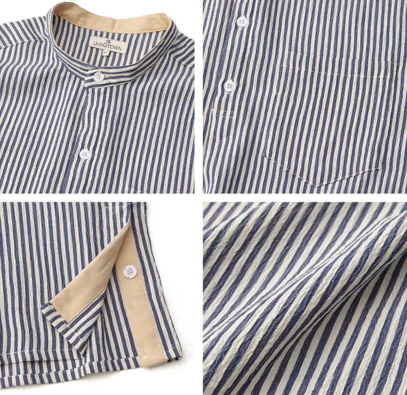 Stand collar striped shirt　N206 - NNine