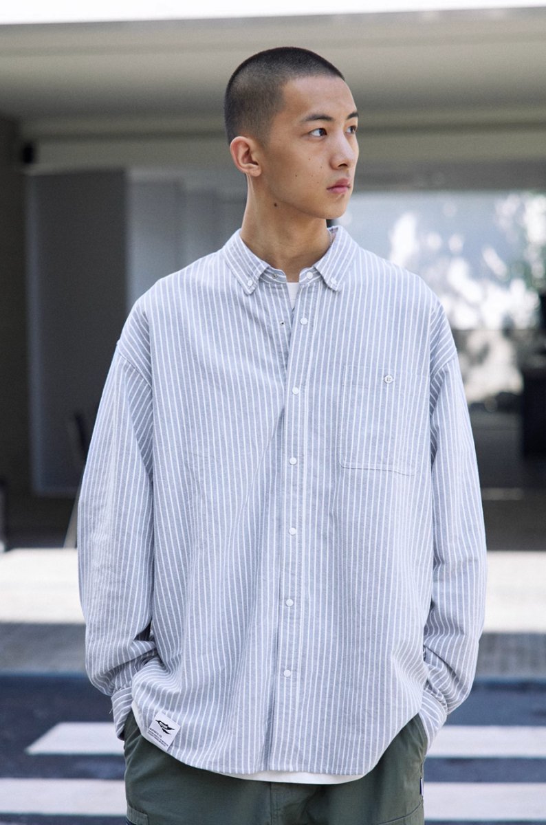 striped button down shirt / オックスフォード地ストライプシャツ N4137 - NNine