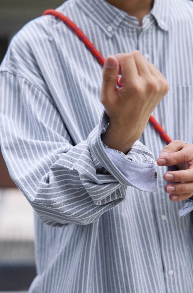 striped button down shirt / オックスフォード地ストライプシャツ N4137 - NNine